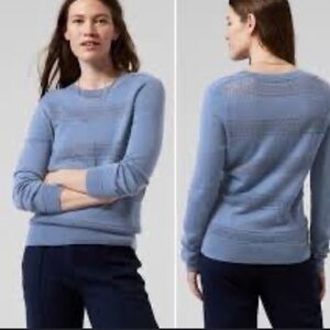 NWT Athleta Pointelle Crewneck Sweater Cottage Blue Small Cozy